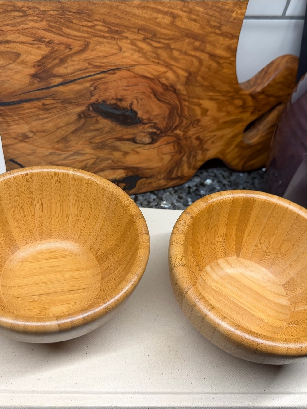 Pampered Chef Wooden Snack Bowls (Set of 2)